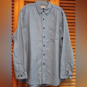 LL Bean Men's Traditional Fit Soft Cotton Blue Green Button Down Shirt Size L